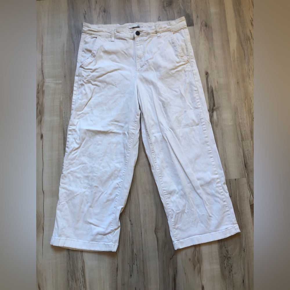 Ella Moss White Cropped Wide Leg Pants Women's 14 Stretch Cotton High Rise Crop - Picture 2 of 14